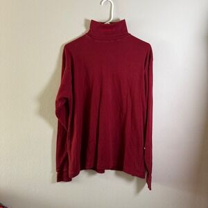 Vintage Mammoth Mens L Turtleneck Shirt Burgundy Cotton Mock Neck USA‎ Medalist